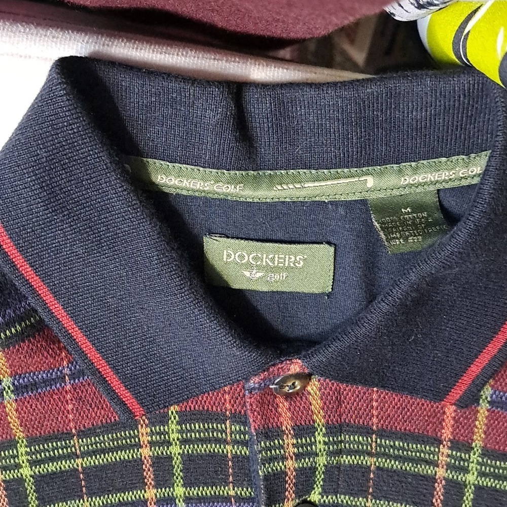 Dockers Golf Multicolor Plaid Polo Shirt Size Medium - Picture 3 of 11